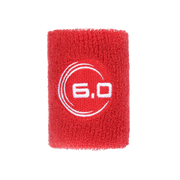 Red wristband with '6.0' logo on a white background