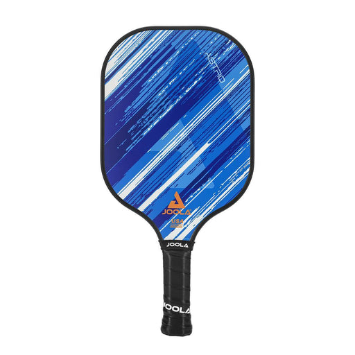 Blue and black pickleball paddle with Joola branding on a white background