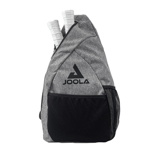 Gray and black sports bag with Joola logo on a white background