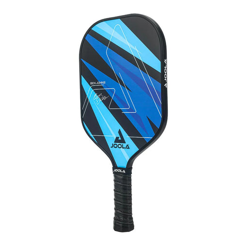 Blue and black pickleball paddle with Joola branding on a white background