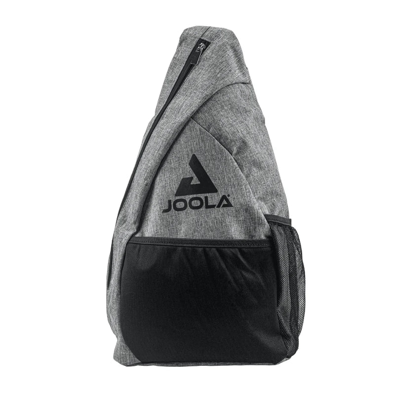 Gray and black sling bag with Joola logo on a white background