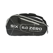 Black pickleball bag with 'Six 6.0 Zero' branding on a white background