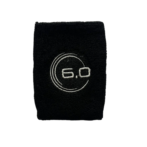 Black wristband with '6.0' logo on a white background