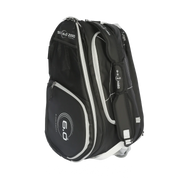 Black and white golf bag with 'Srixon' branding on a white background