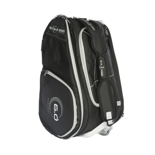 Black and white golf bag with 'Srixon' branding on a white background