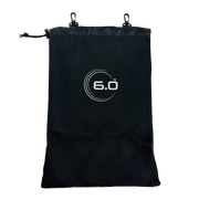 Black drawstring bag with '6.0' logo on a white background