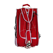 Red sports bag with white accents on a white background