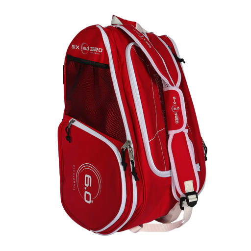 Red sports bag with white accents on a white background