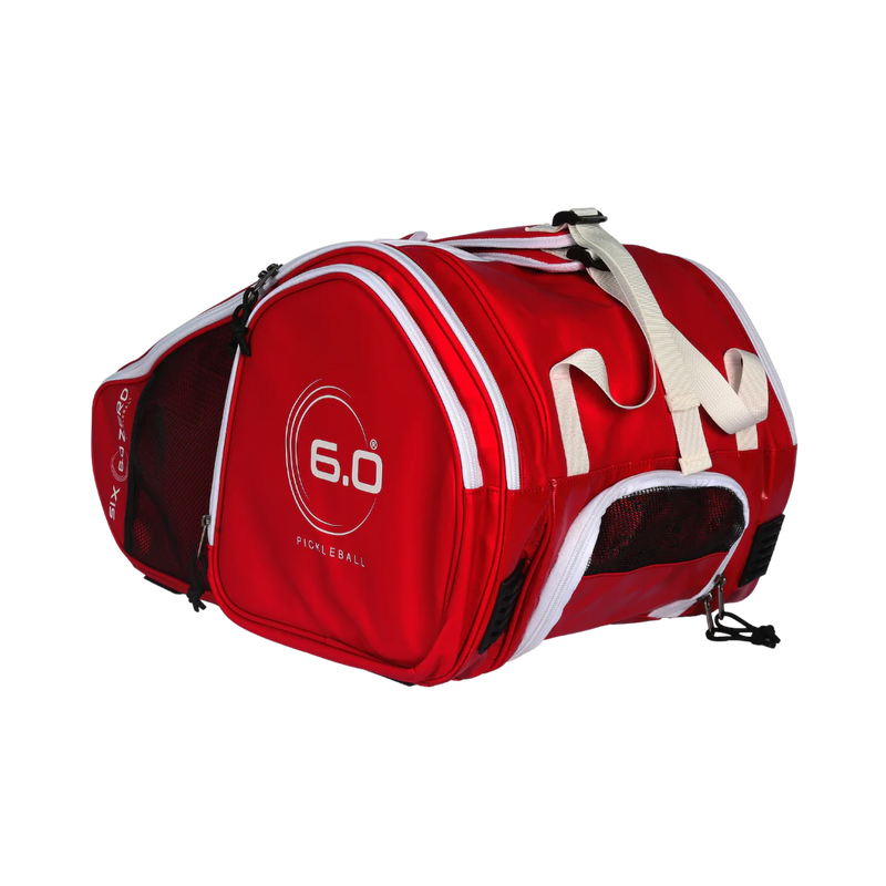 Red pickleball bag with '6.0' branding on a white background