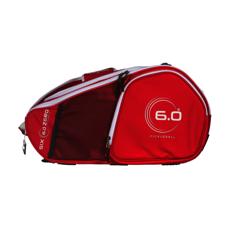 Red pickleball bag with '6.0' branding on a white background