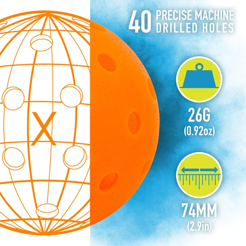 Franklin Pickleball X-40 Outdoor Ball - 3 Pack Lava Orange