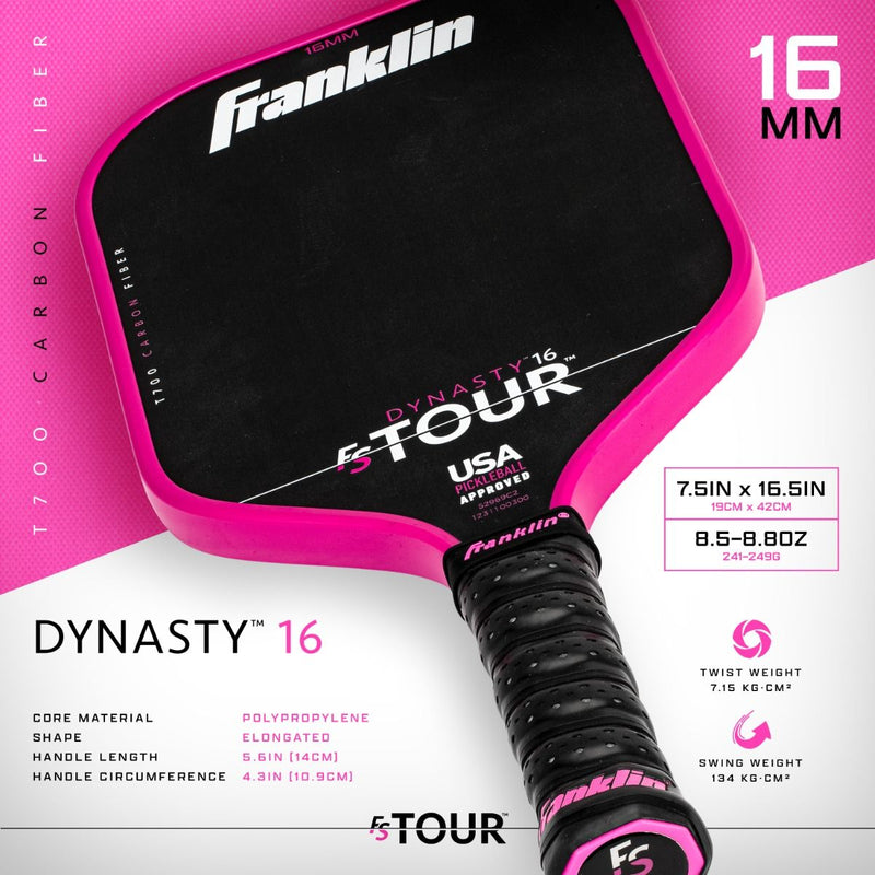 Franklin FS Tour Dynasty Pickleball 16mm Paddle - Pink
