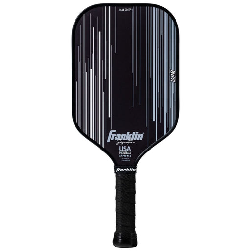 Black pickleball paddle with Franklin Sports branding on a white background