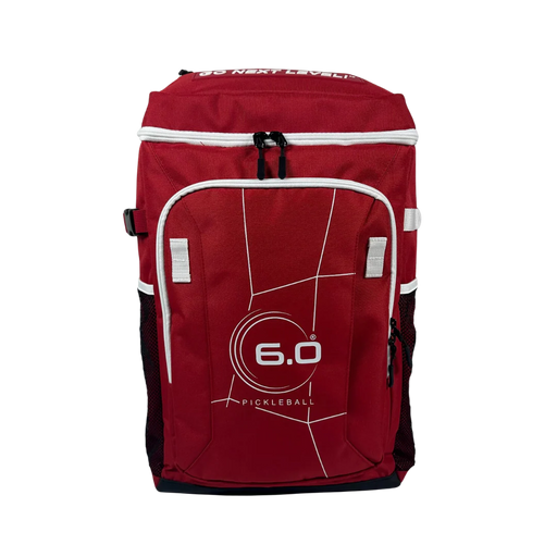 Red pickleball bag with '6.0' logo on a white background
