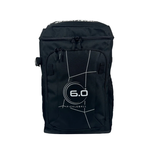Black pickleball bag with '6.0' logo on a white background
