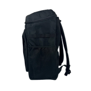 Black backpack on a white background