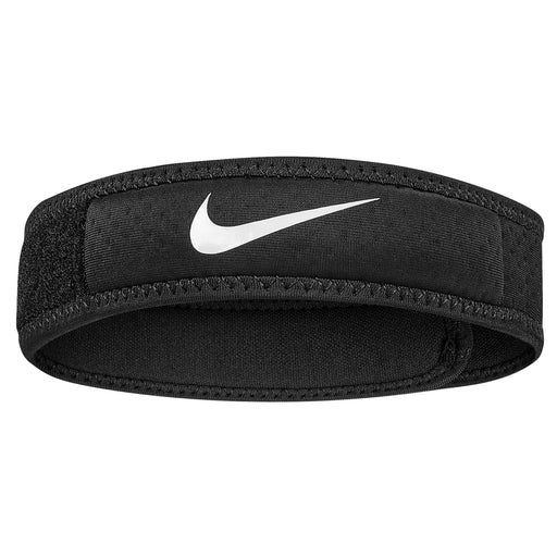 Black Nike headband with white swoosh logo on a white background
