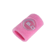 Pink wristband with a logo on a white background