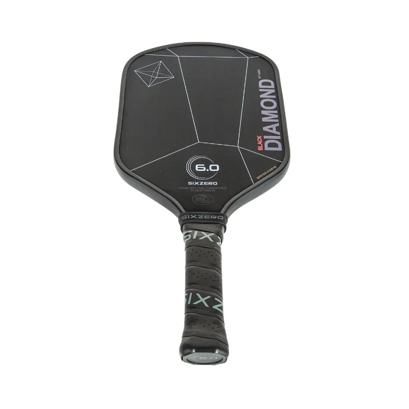Black pickleball paddle with 'Diamond' branding on a white background