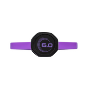 Purple fitness tracker with '6.0' display on a white background