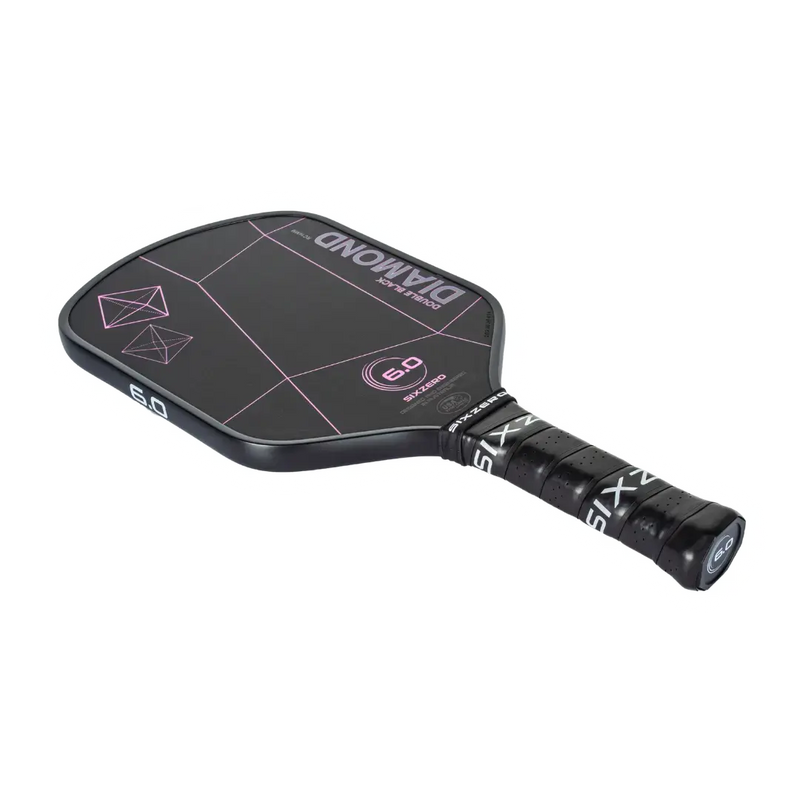 Black pickleball paddle with 'Diamond' branding on a white background