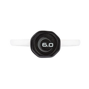 Black fitness tracker with '6.0' on a white background
