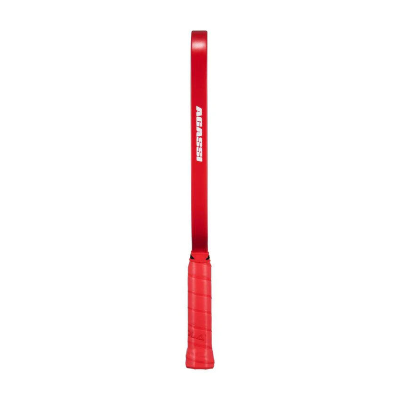 Red baton with a brand logo on a white background