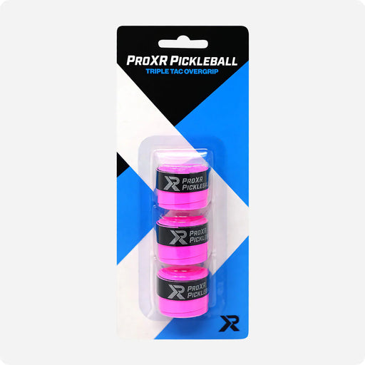 ProXR Pickleball Triple Tac Overgrip packaging with pink overgrips on a white background