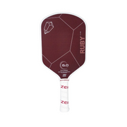 Maroon pickleball paddle with white handle on a white background