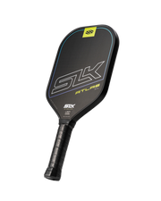Black pickleball paddle with 'SLK' branding on a white background