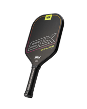 Black pickleball paddle with 'SLK' branding on a white background