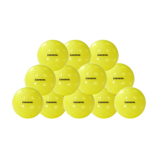 dozen green pickleball balls with Gamma logo on a white background