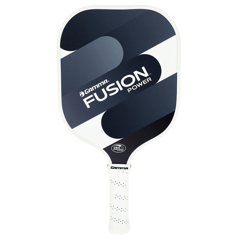 Pickleball paddle with 'Gamma Fusion Power' branding on a white background
