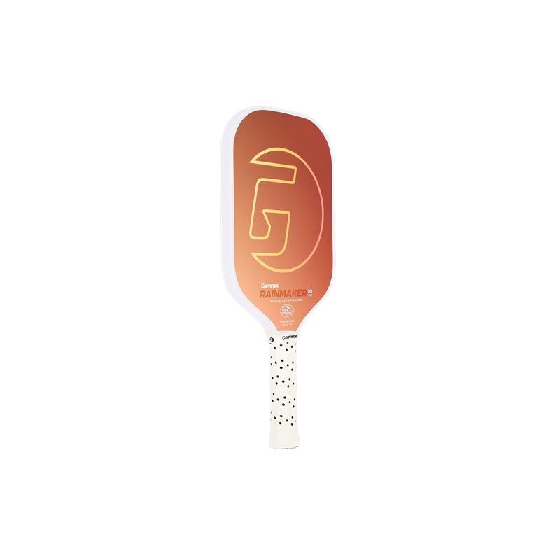 Pickleball paddle with a brand logo on a white background