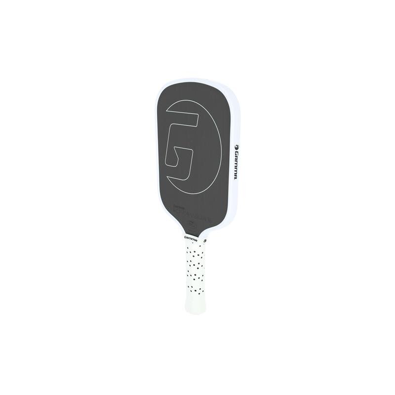 Pickleball paddle with a black and white design on a white background