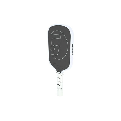Pickleball paddle with a black and white design on a white background