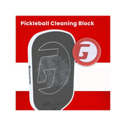 Pickleball cleaning block with a red background and brand logo.