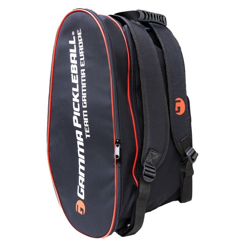 Black pickleball bag with Gamma Pickleball branding on a white background
