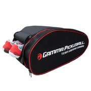 Black pickleball bag with red accents and Gamma Pickleball branding on a white background