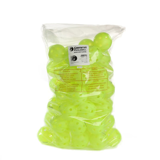 Bag of green pickle balls with Gamma Pickleball label on a white background