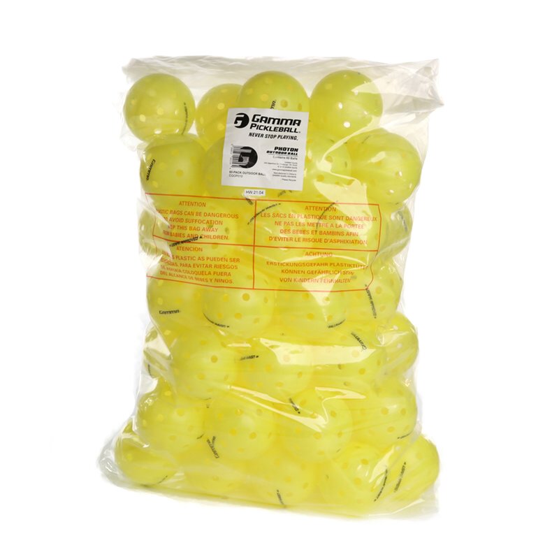 Gamma Pickleball Photon Outdoor Ball - 60 Pack Yellow