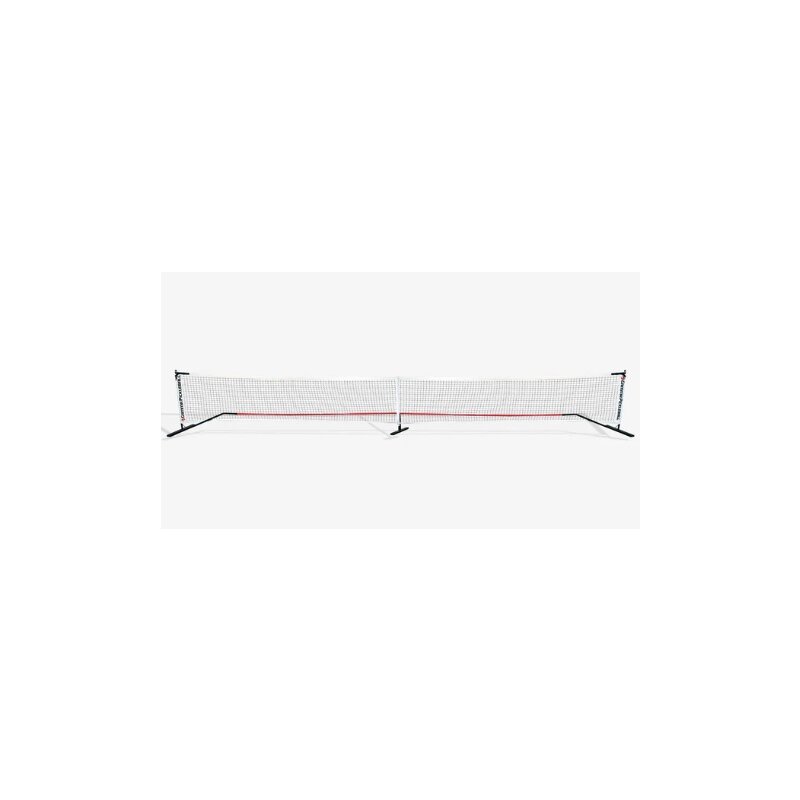 Portable tennis net on a white background