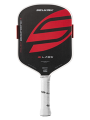 Selkirk pickleball paddle with red and black design on a white background