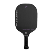 Black pickleball paddle with Paddletek branding on a white background