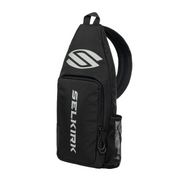 Black sling bag with Selkirk logo on a white background