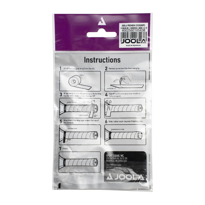 Joola badminton string package with instructions on a white background