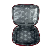 Open black case with red interior and '6.0' pattern on a white background