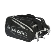 Black pickleball bag with 'Six 6.0 Zero' branding on a white background