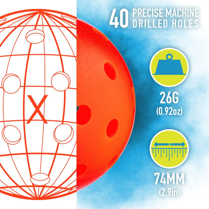 Franklin Pickleball X-40 Outdoor Ball - 3 Pack Ember Orange