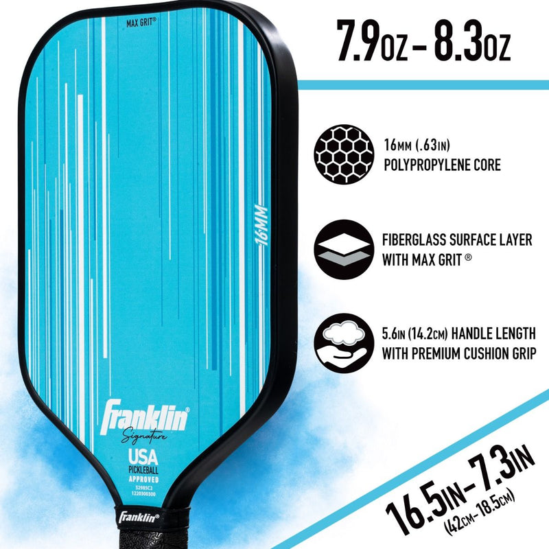 Franklin Signature Pro Series 16mm Pickleball Paddle - Blue